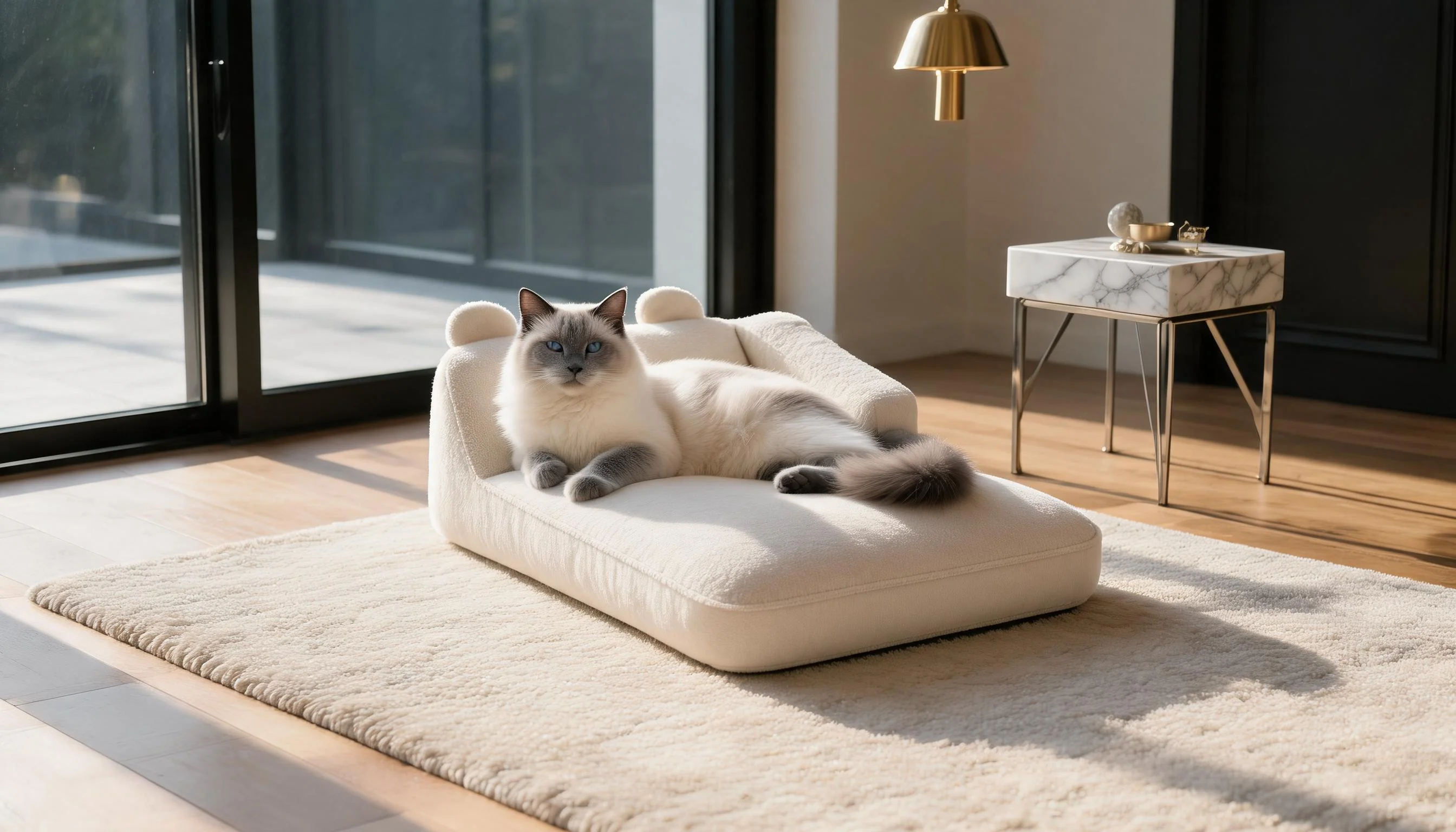 Neck Support Cat Bed with Armrest · Neck Support Design · GuardLynx