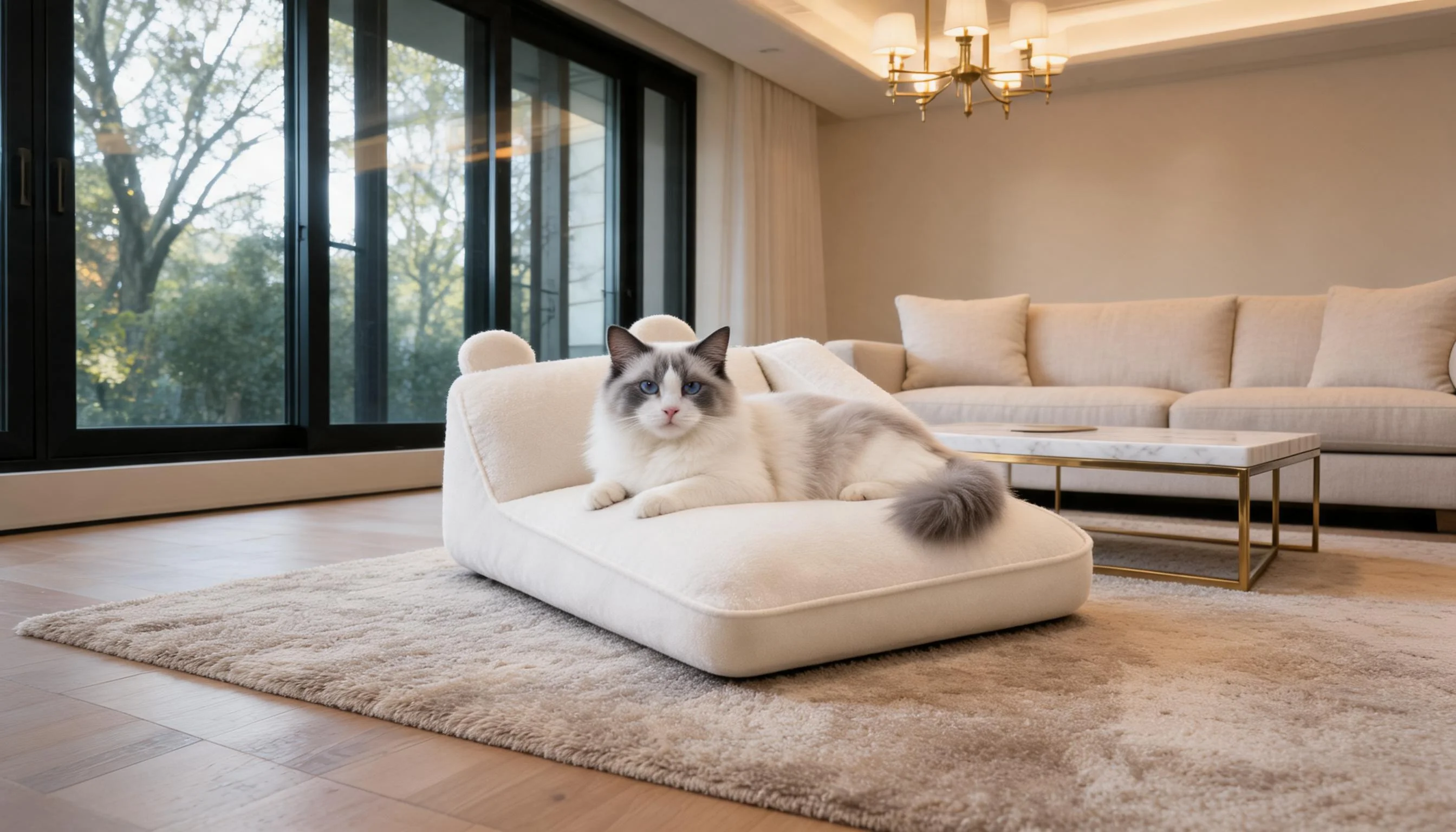 Neck Support Cat Bed with Armrest · Curved Armrest Safety · GuardLynx
