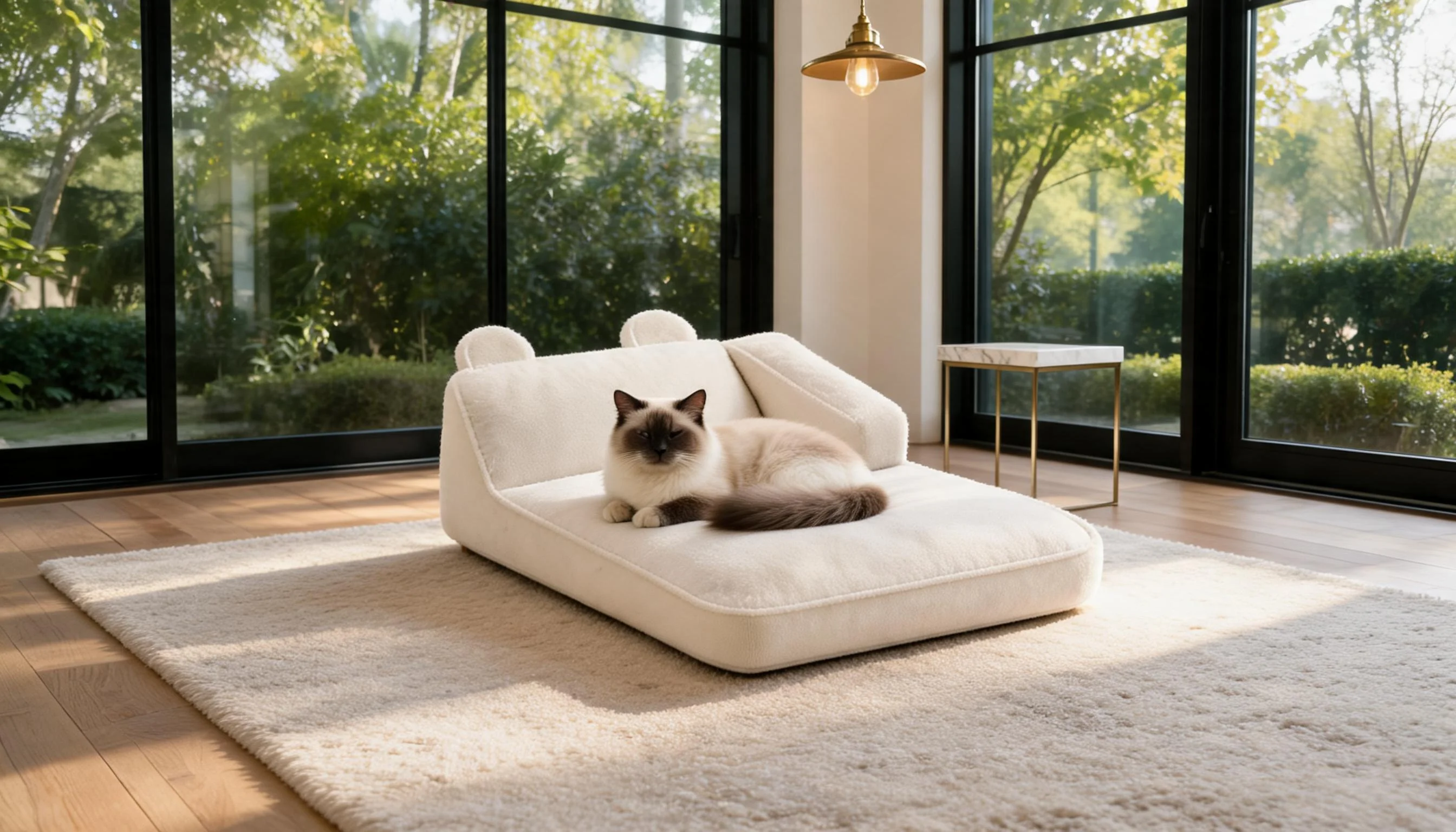 Neck Support Cat Bed with Armrest · Adorable Ear Shape · GuardLynx