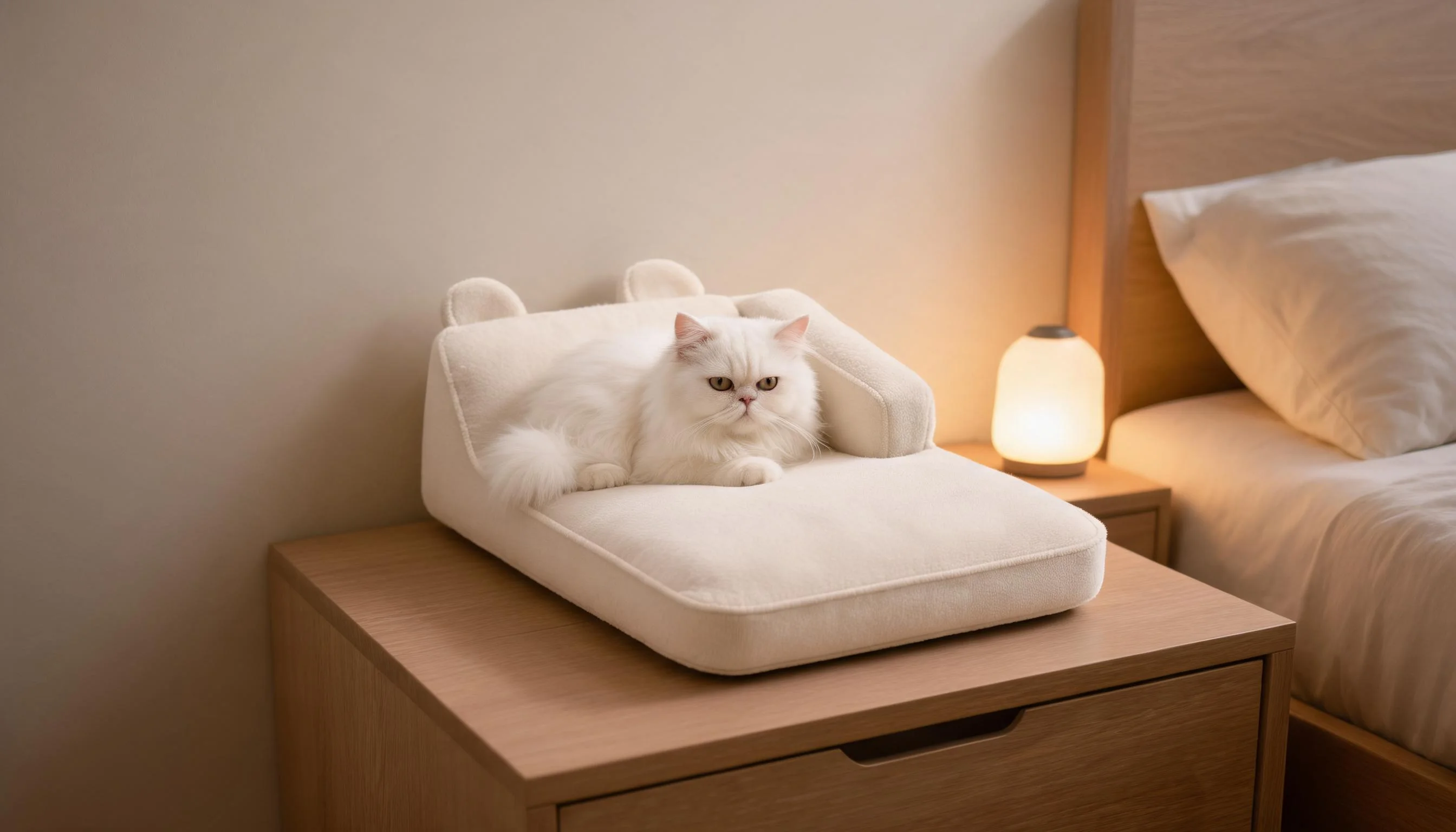 Neck Support Cat Bed with Armrest · Gentle Guardian in the Night · GuardLynx