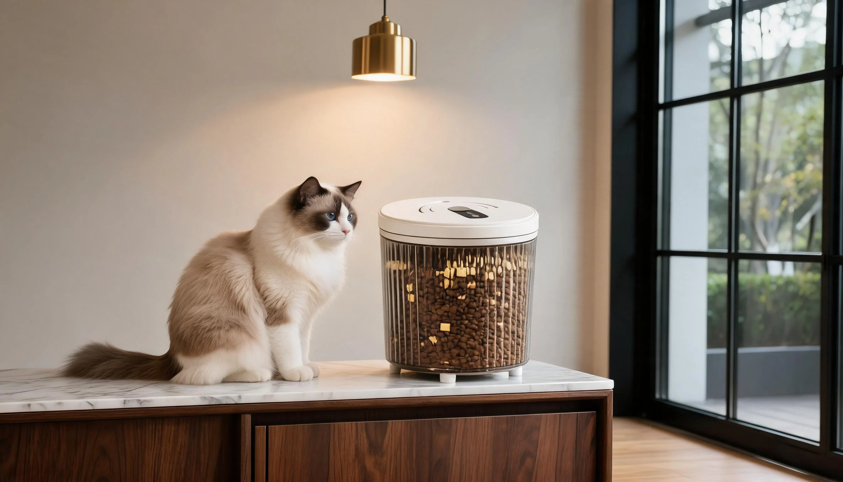 VacuumFresh Smart Pet Food Storage Bin · Smart Timed Dispensing · GuardLynx