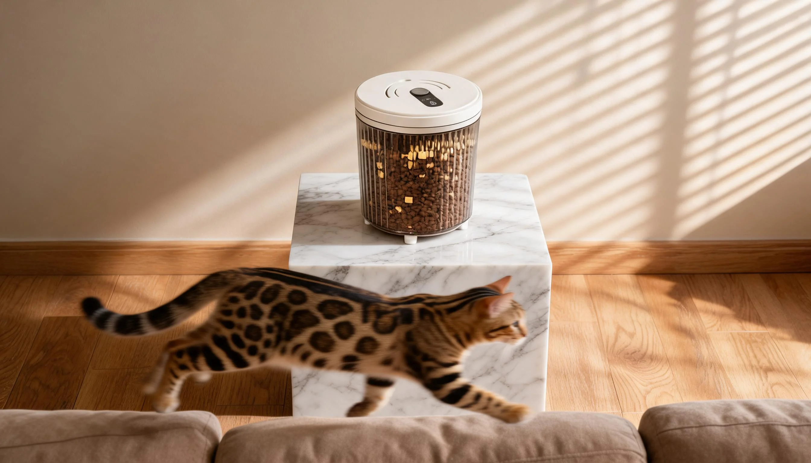 VacuumFresh Smart Pet Food Storage Bin · Afternoon Living Room Elegance · GuardLynx