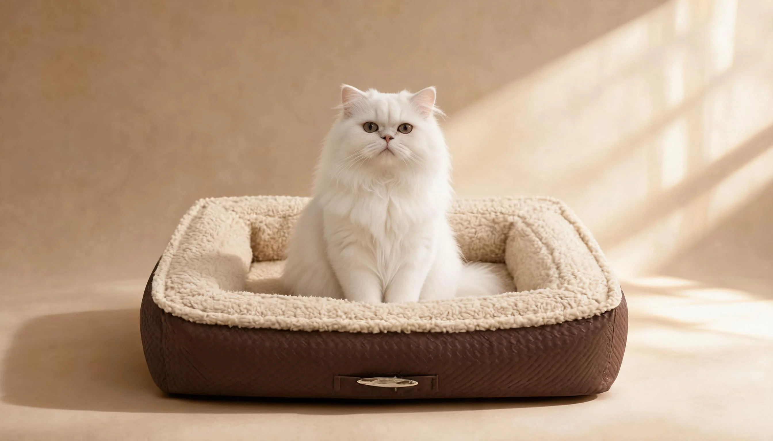 Luxury Leather Cat Bed with Plush Lining · Morning Serenity · GuardLynx