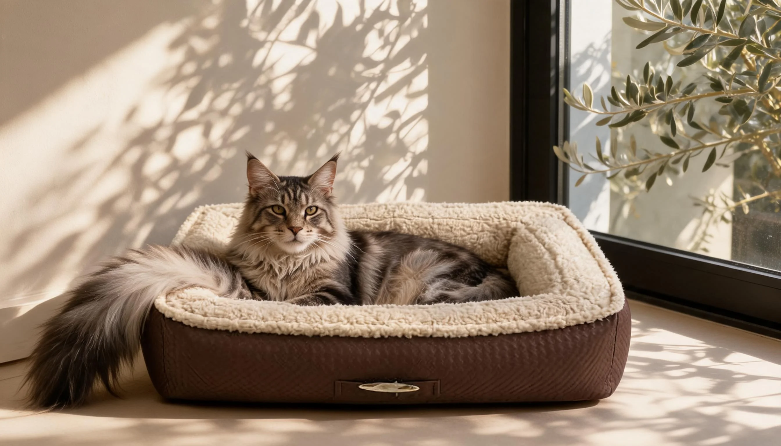 Luxury Leather Cat Bed with Plush Lining · Green Retreat · GuardLynx