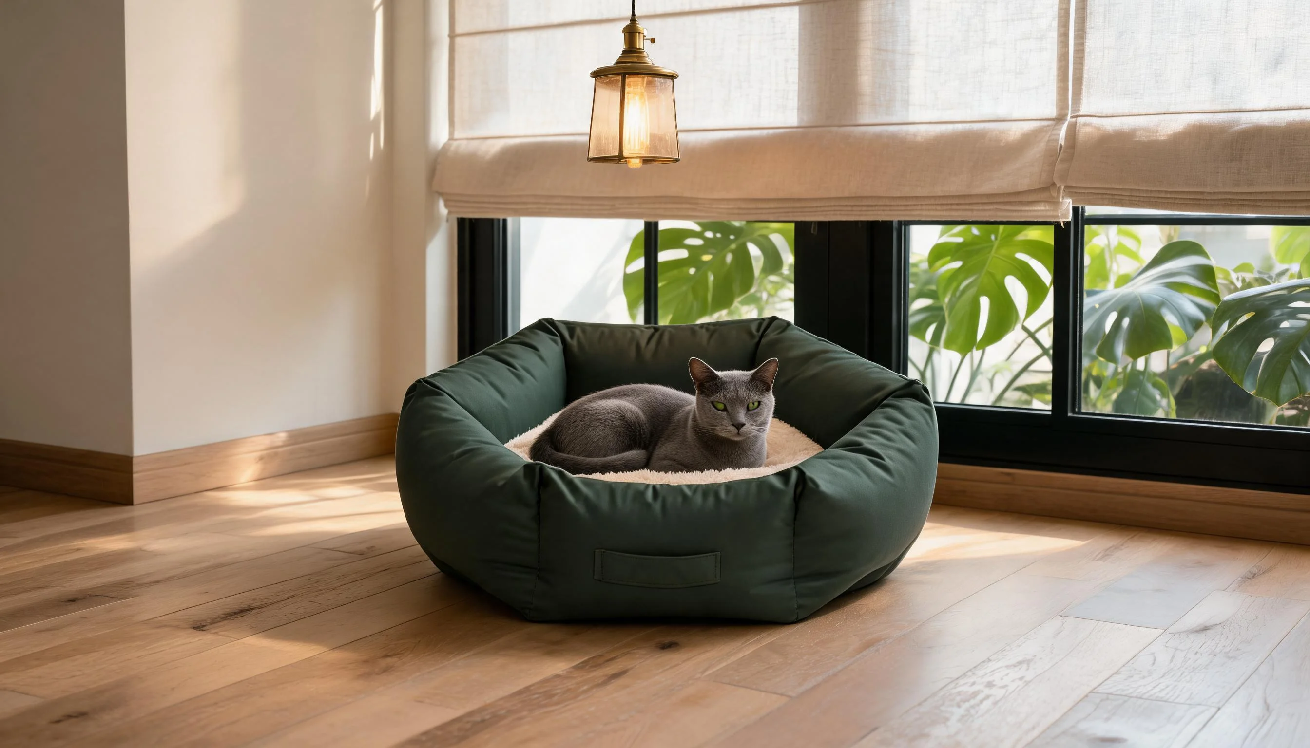 HexaNest Premium Cat Bed · Forest Moss · GuardLynx