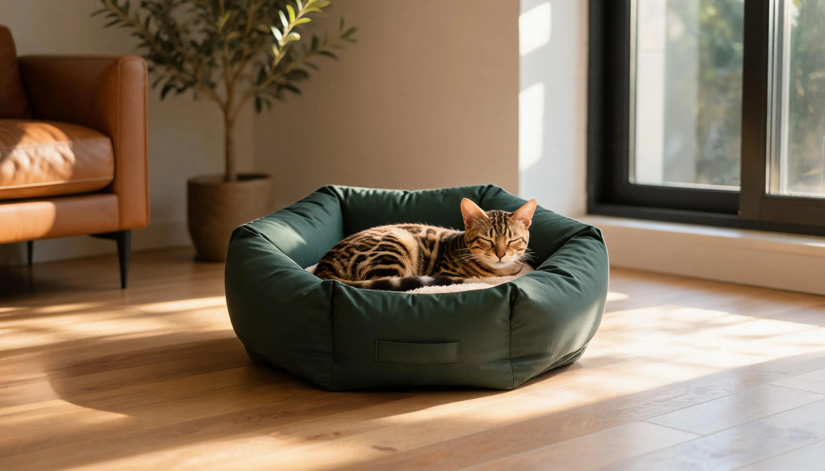 HexaNest Premium Cat Bed · Afternoon Living Room Nap · GuardLynx