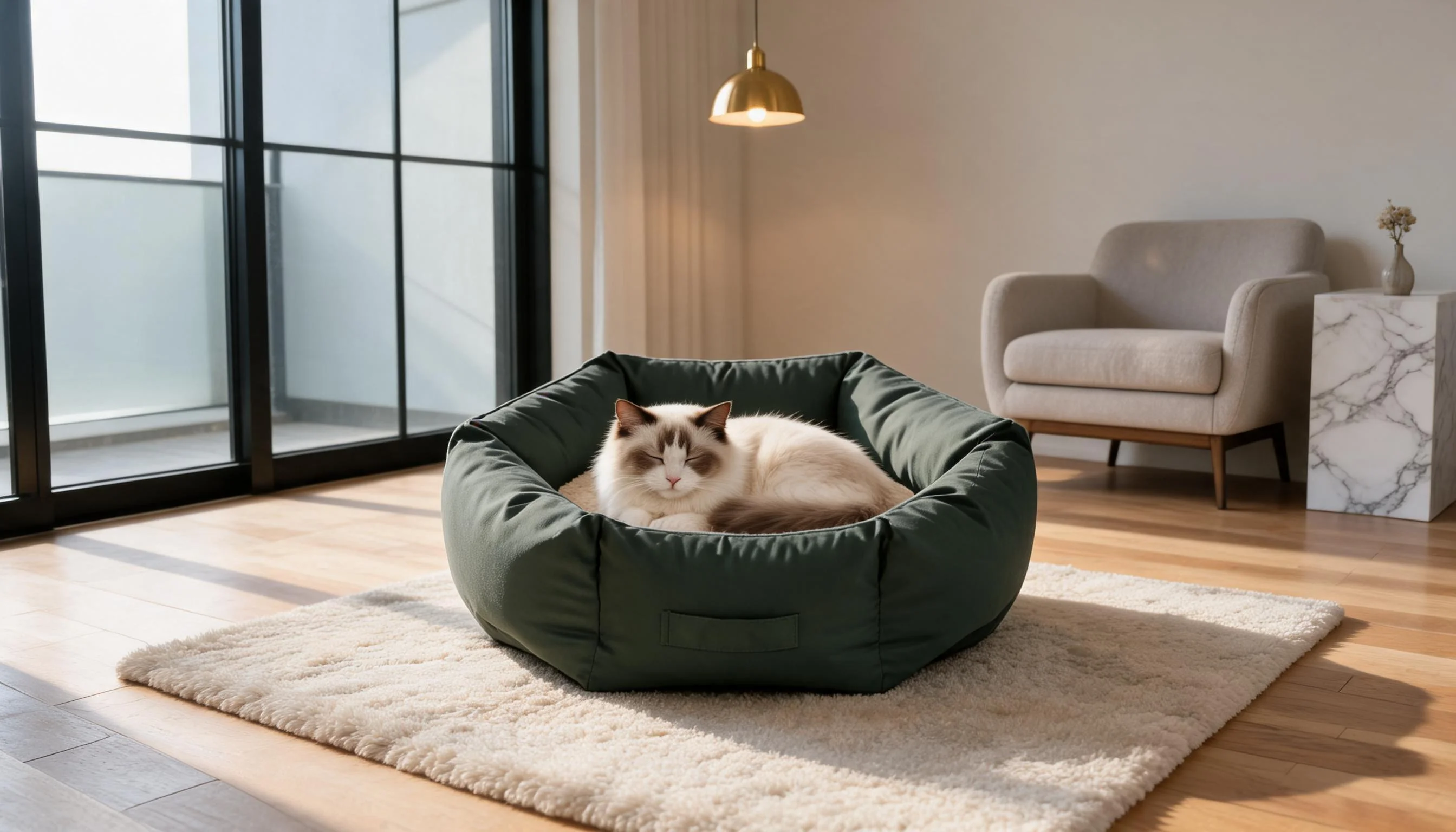 HexaNest Premium Cat Bed · Soft Fleece Lining · GuardLynx