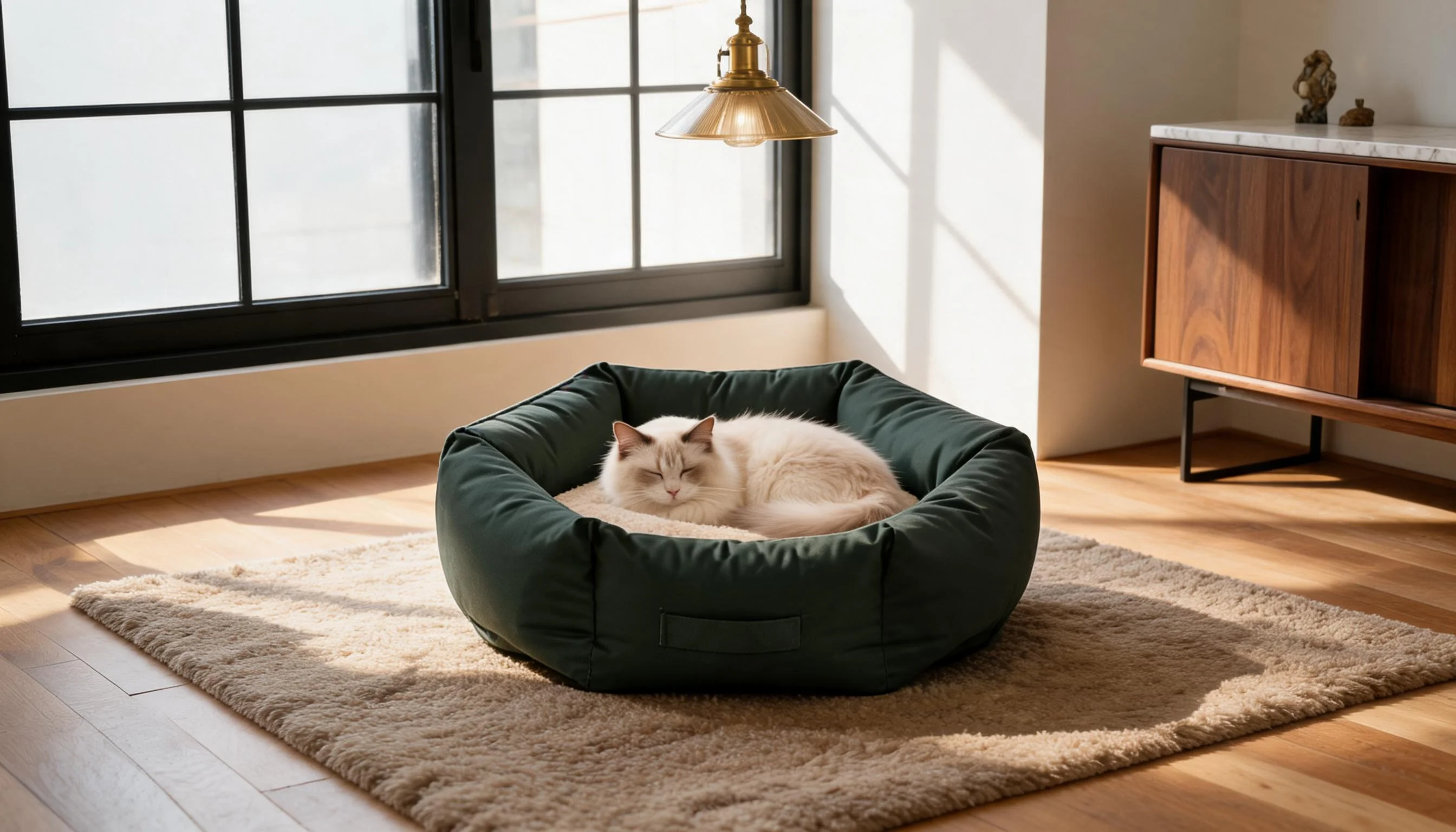 HexaNest Premium Cat Bed · Supportive Edges · GuardLynx