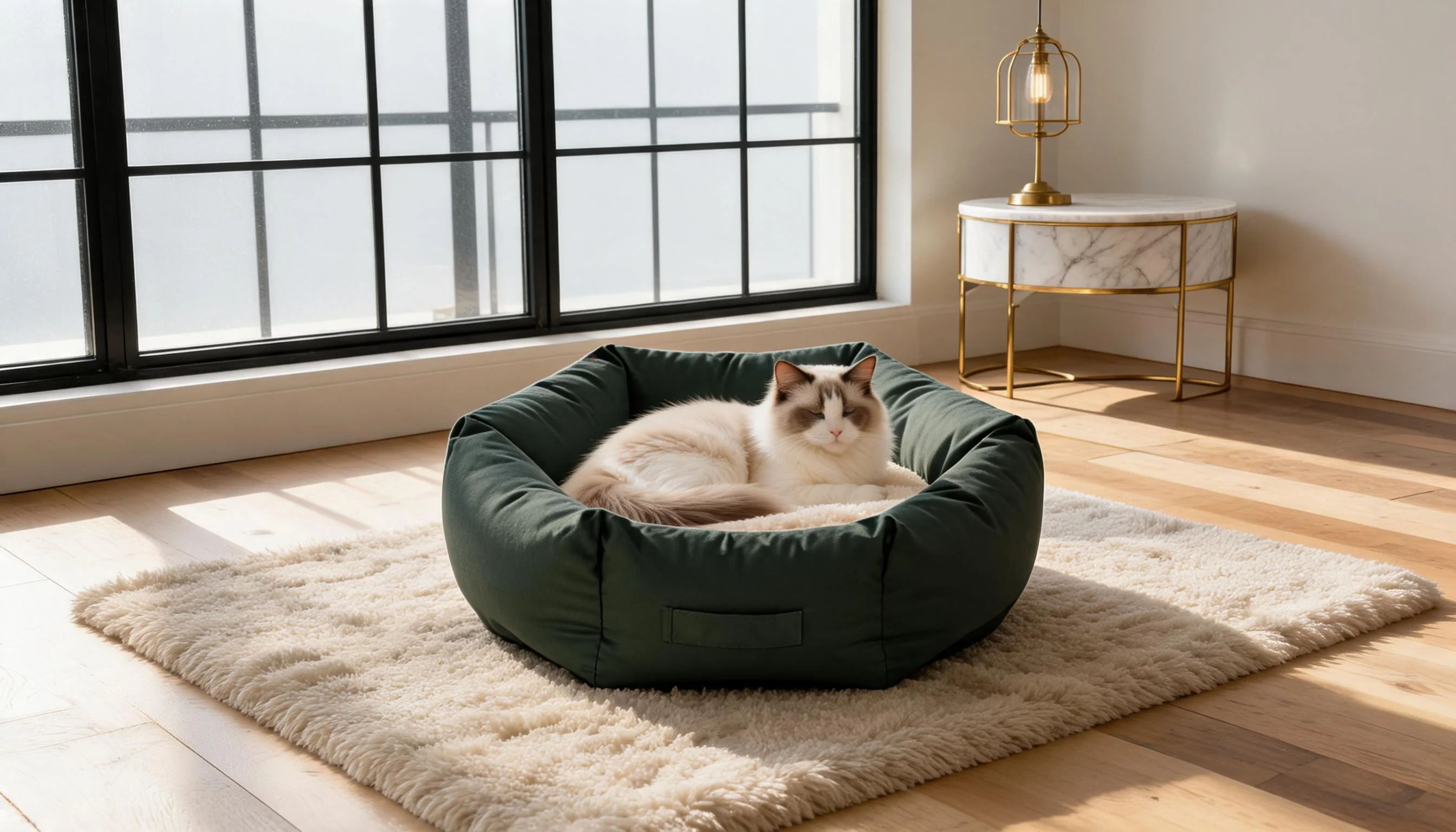HexaNest Premium Cat Bed · Rounded Hexagon Design · GuardLynx