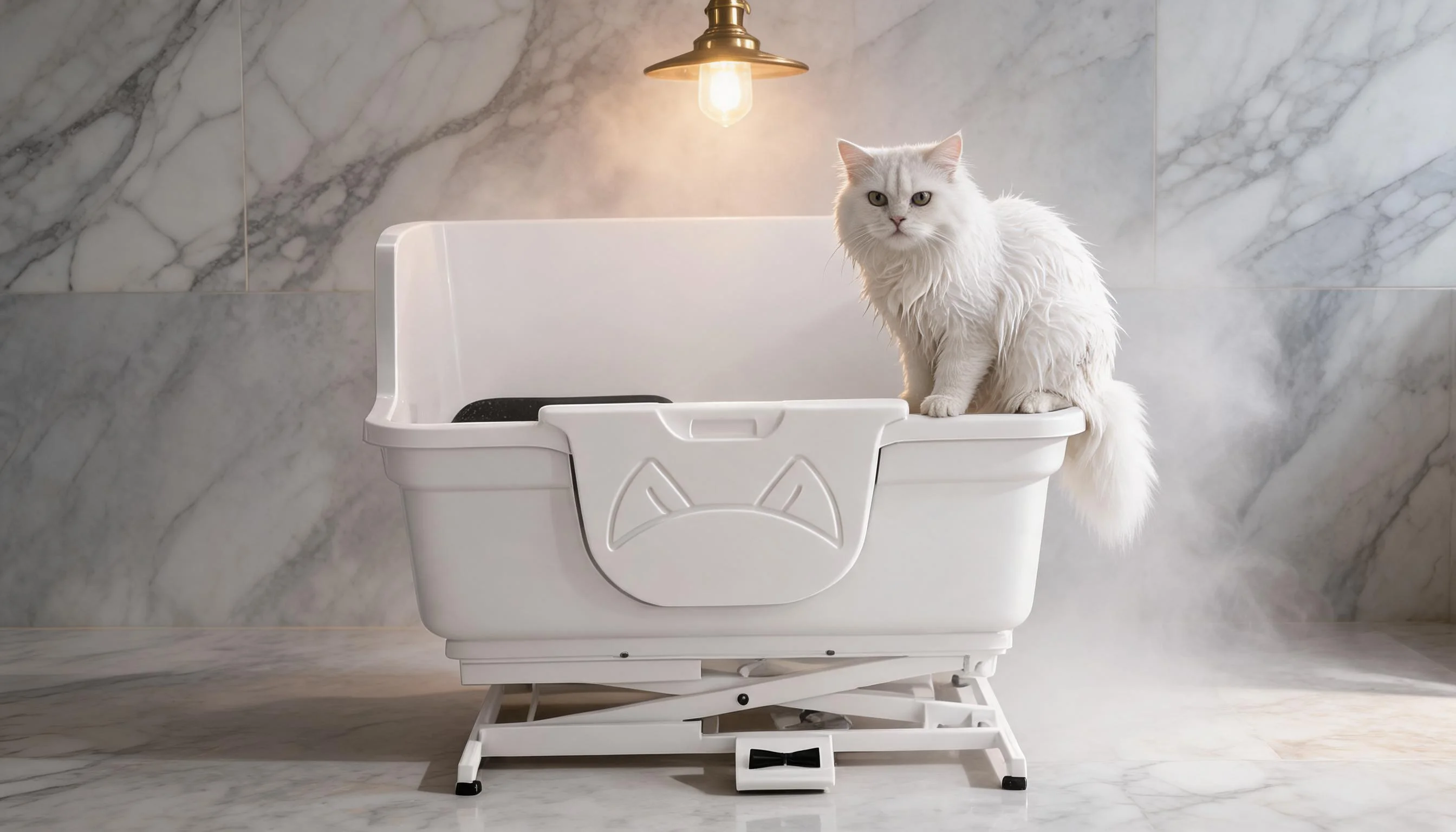 Electric Lift Single-Door Pet Bath Tub · Evening Warmth with a Persian · GuardLynx