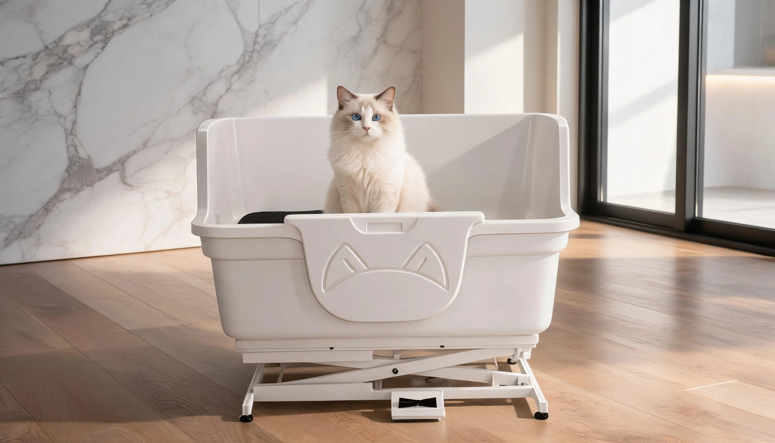 Electric Lift Single-Door Pet Bath Tub · Morning Serenity with a Ragdoll · GuardLynx