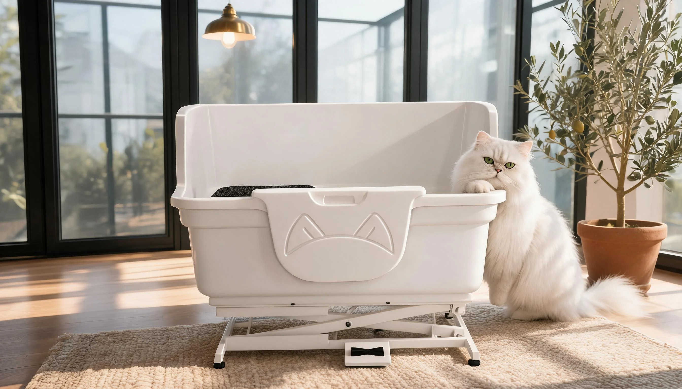 Electric Lift Single-Door Pet Bath Tub · Cloud White · GuardLynx