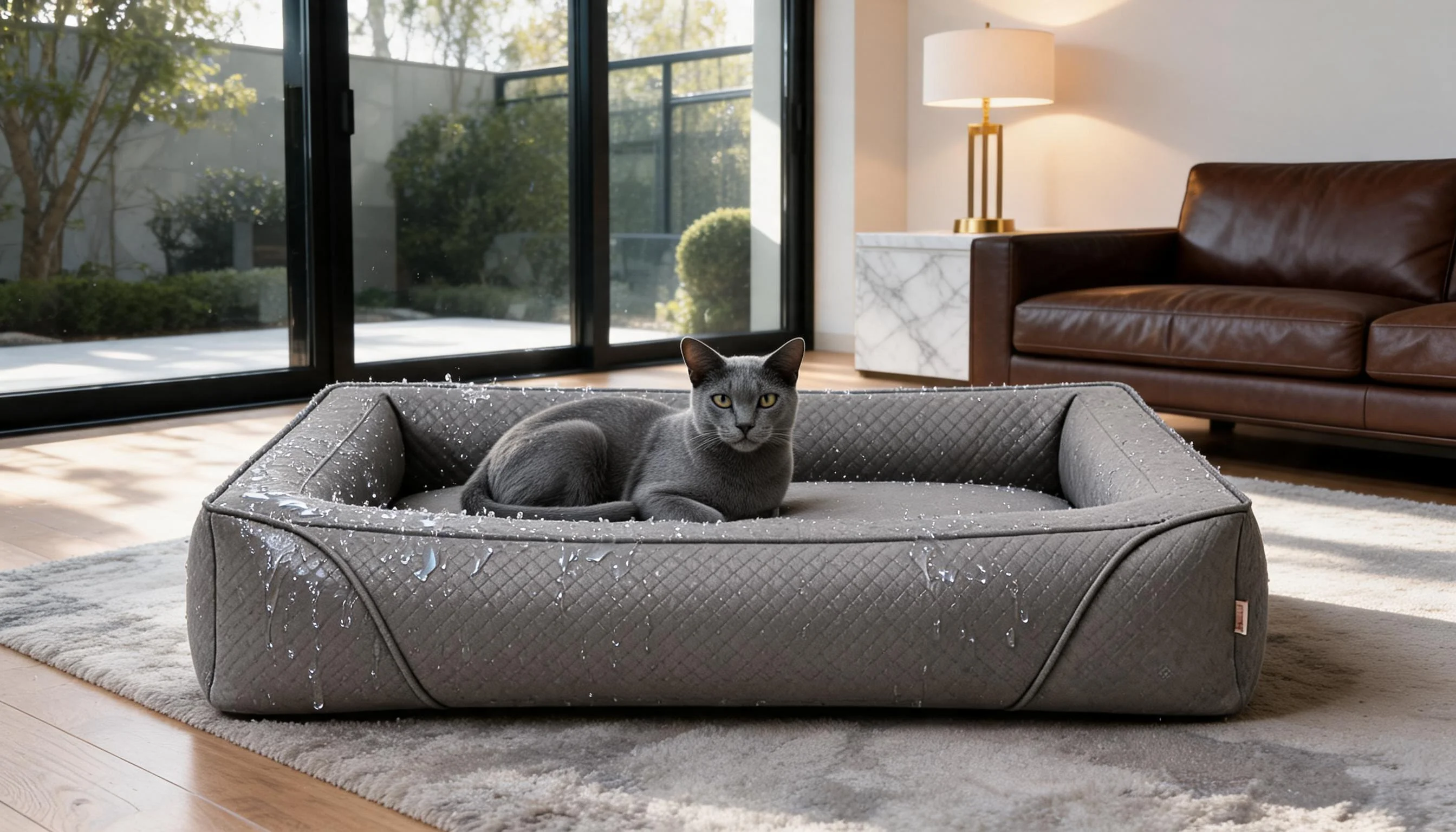 GuardLynx Leather Minimalist Cat Bed · Faux Leather Material · GuardLynx