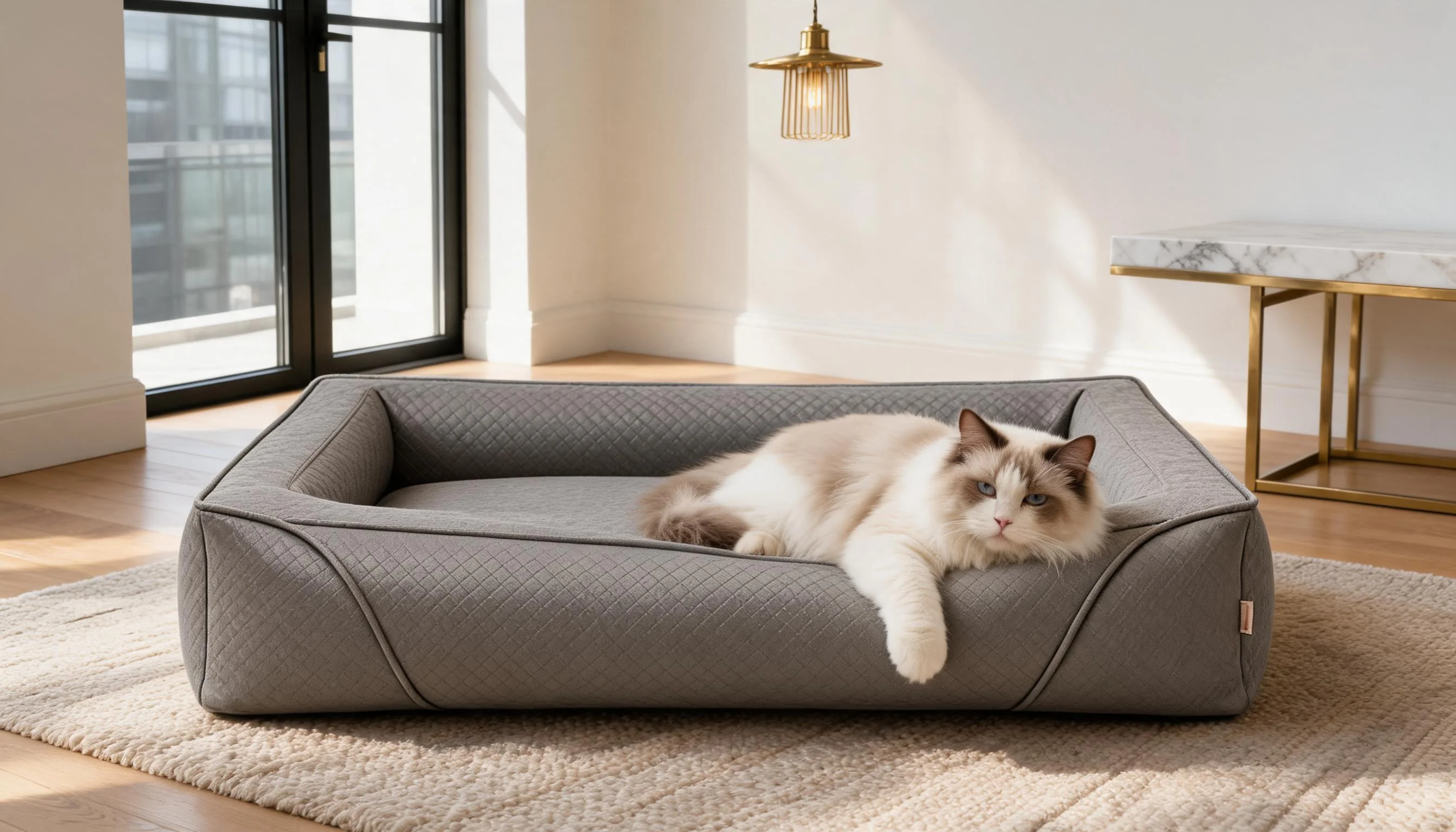 GuardLynx Leather Minimalist Cat Bed · Rounded Corners · GuardLynx