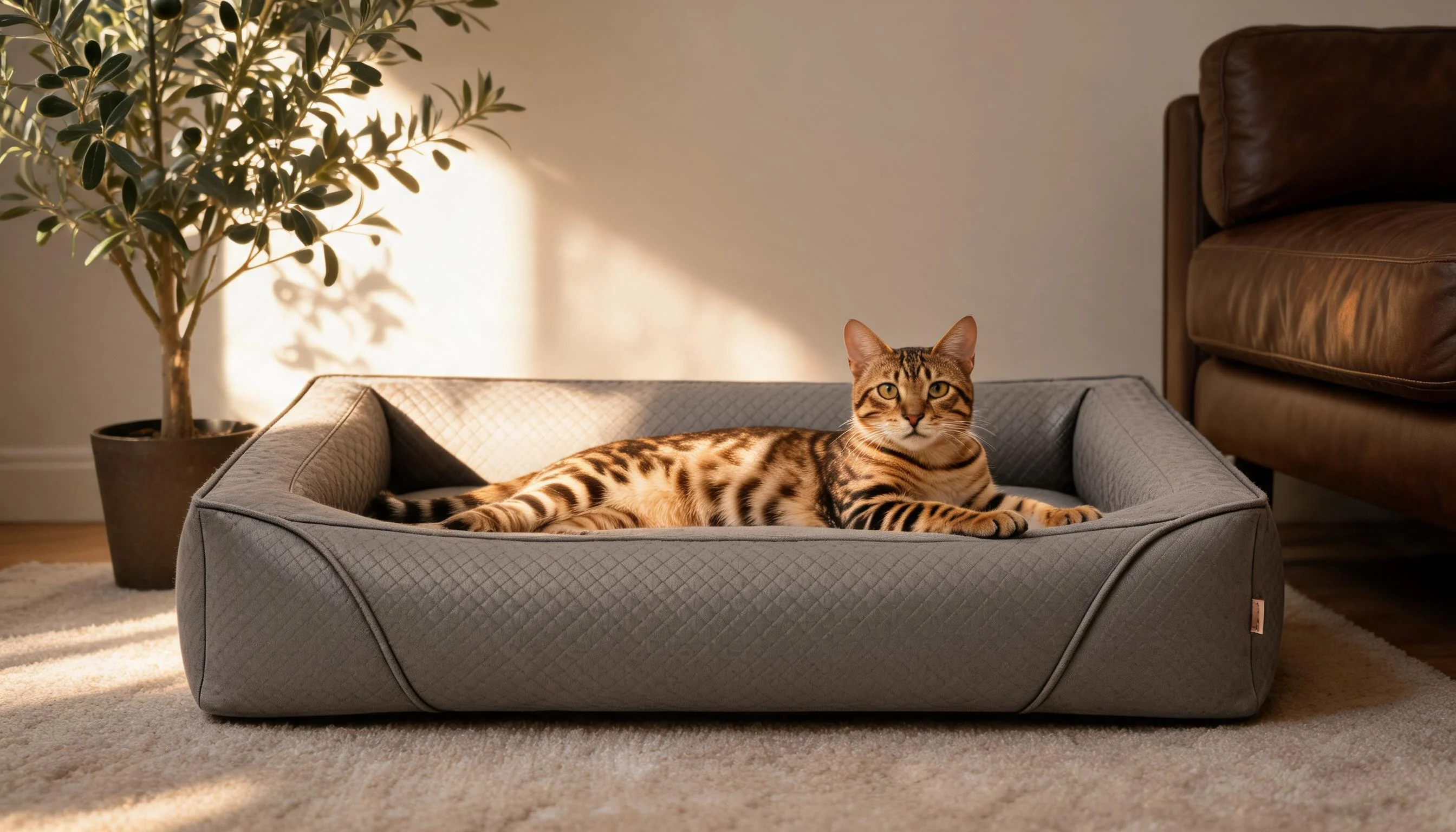 GuardLynx Leather Minimalist Cat Bed · Reading Corner Companion · GuardLynx