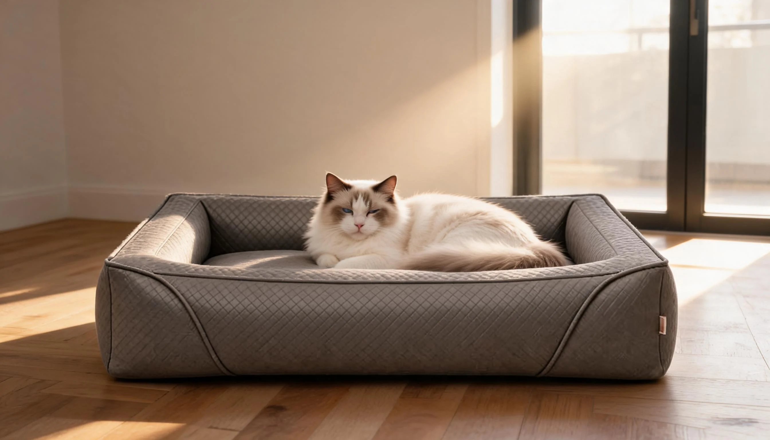 GuardLynx Leather Minimalist Cat Bed · Lazy Afternoon in the Living Room · GuardLynx