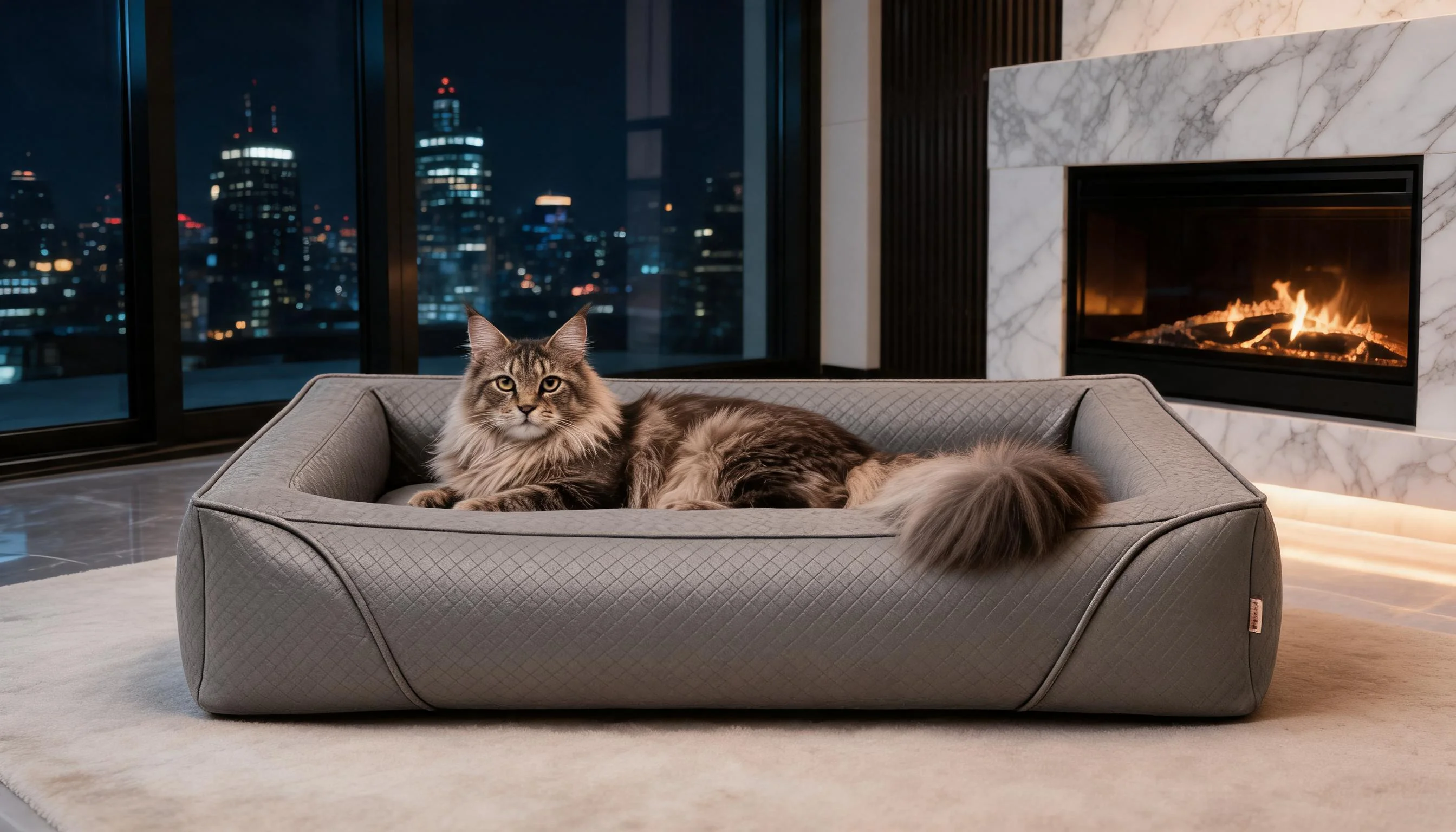 GuardLynx Leather Minimalist Cat Bed · Quiet Evening Watch · GuardLynx