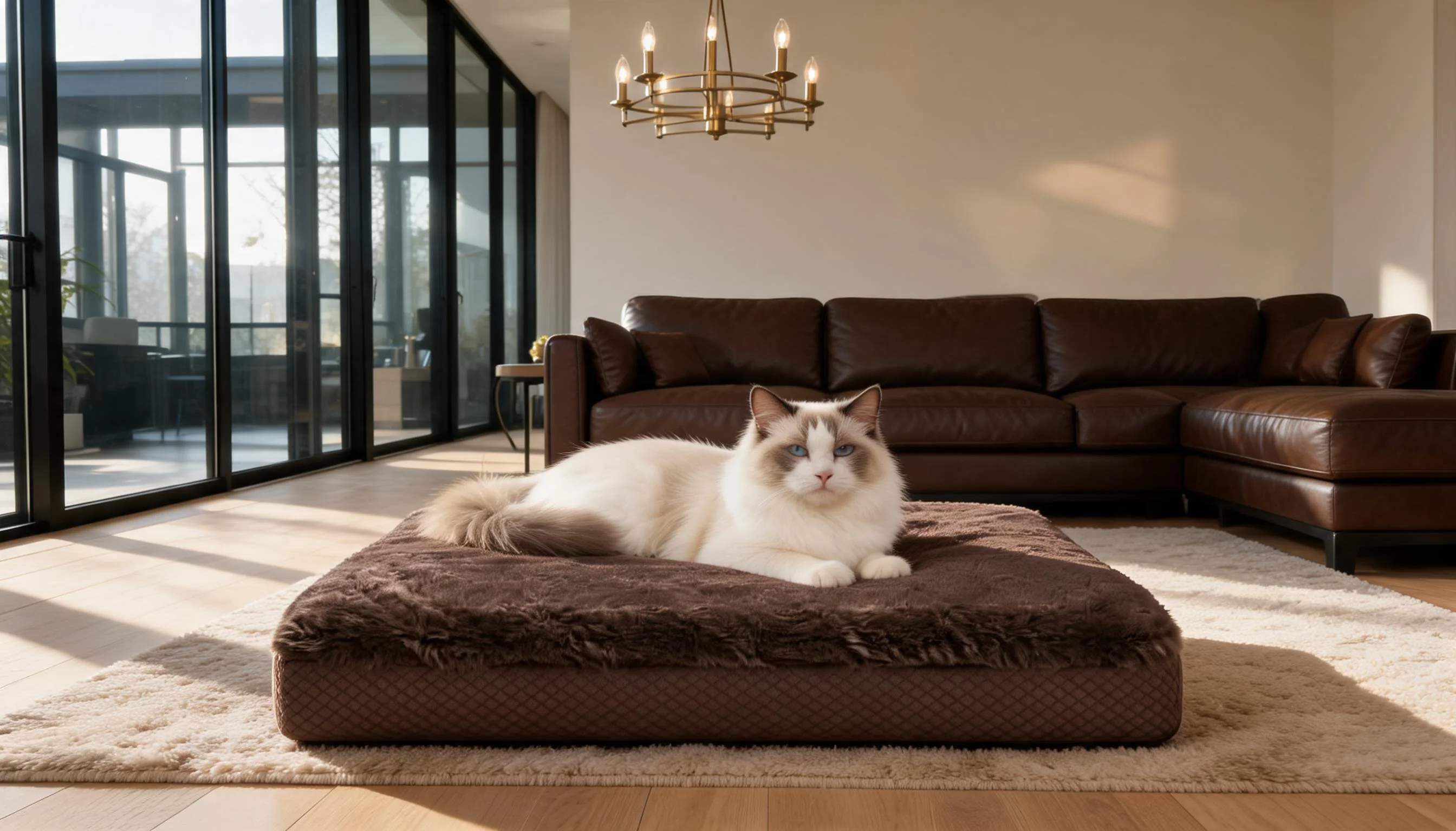Luxury Leather & Plush Pet Bed · High-Density Foam Fill · GuardLynx
