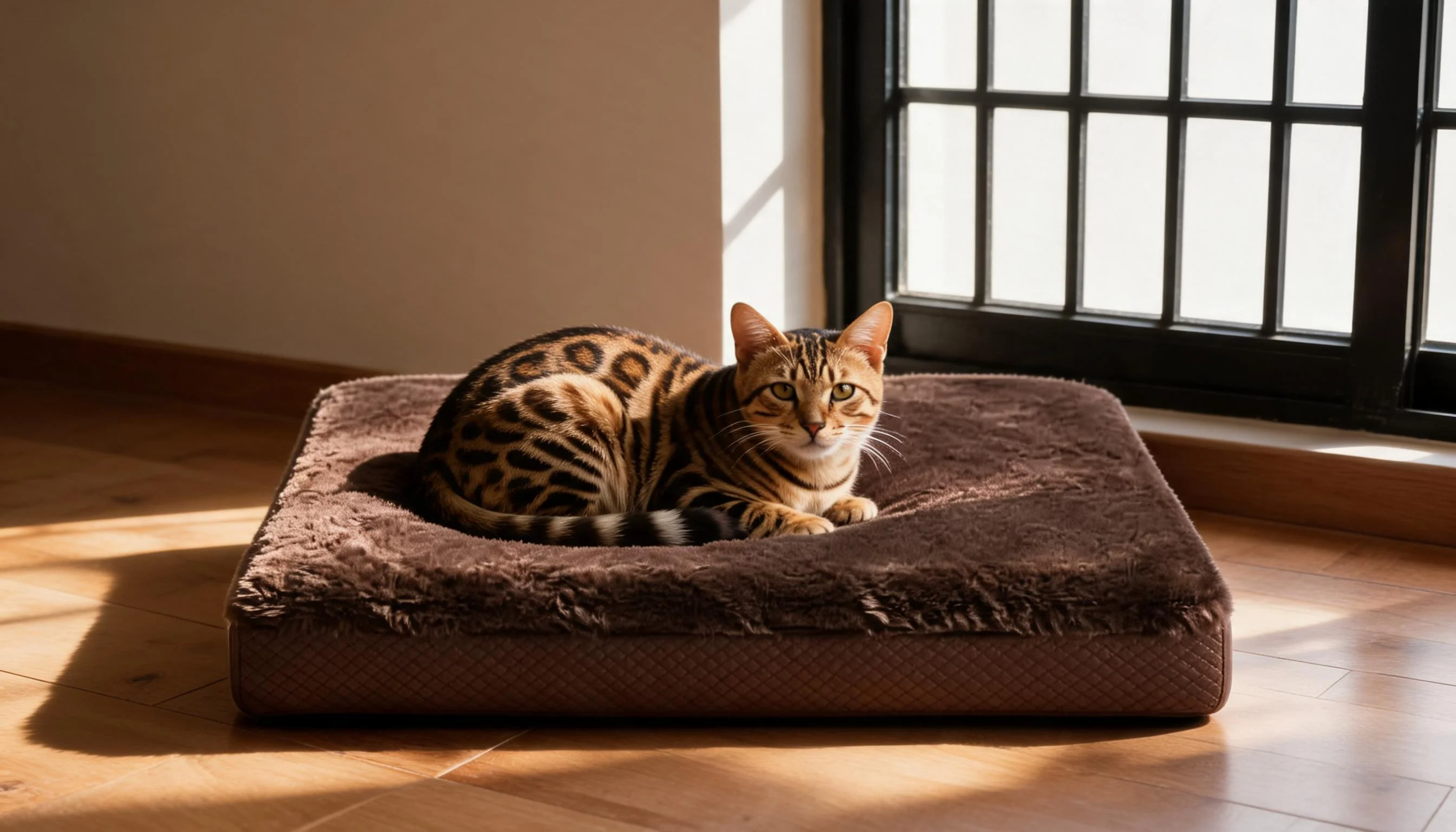 Luxury Leather & Plush Pet Bed · Cozy Living Room · GuardLynx