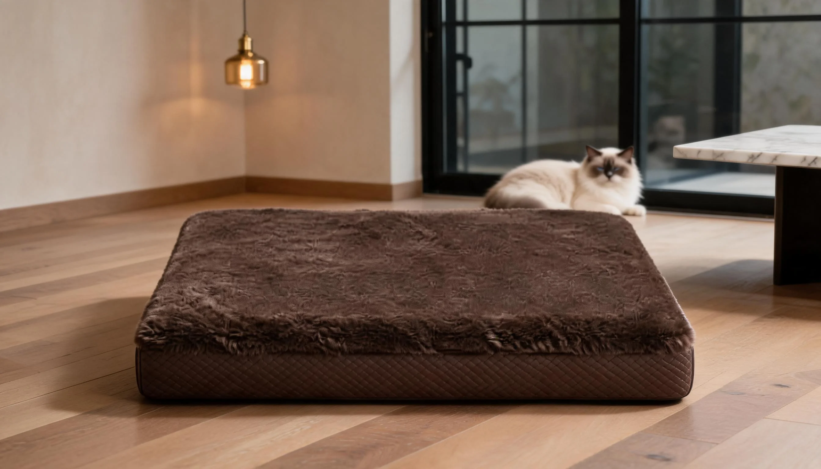 Luxury Leather & Plush Pet Bed · Detail image 1 · GuardLynx