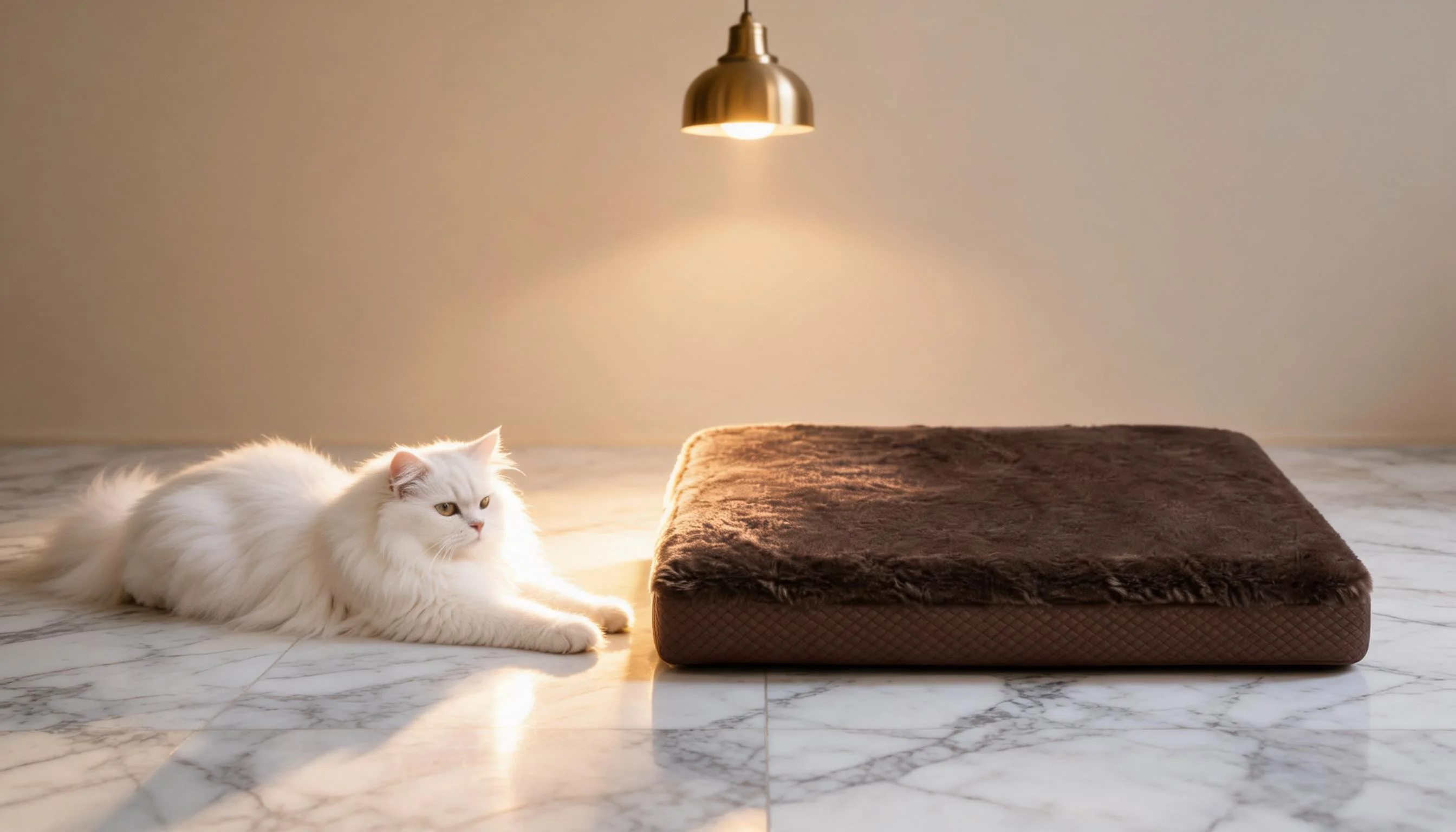 Luxury Leather & Plush Pet Bed · Serene Bedroom Morning · GuardLynx