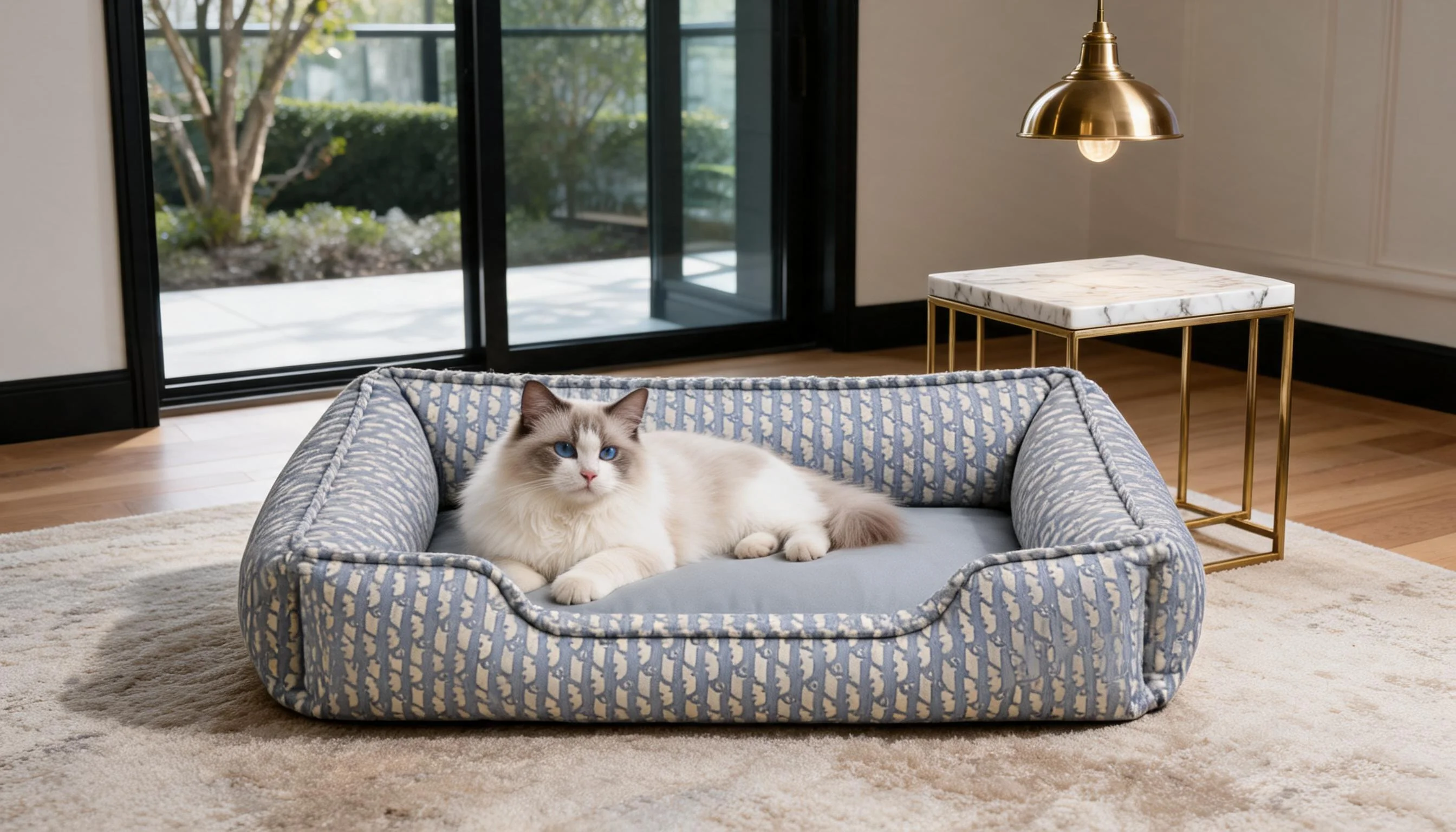 Stylish Leather Cat Bed with High Sides · High-Resilience Fill · GuardLynx