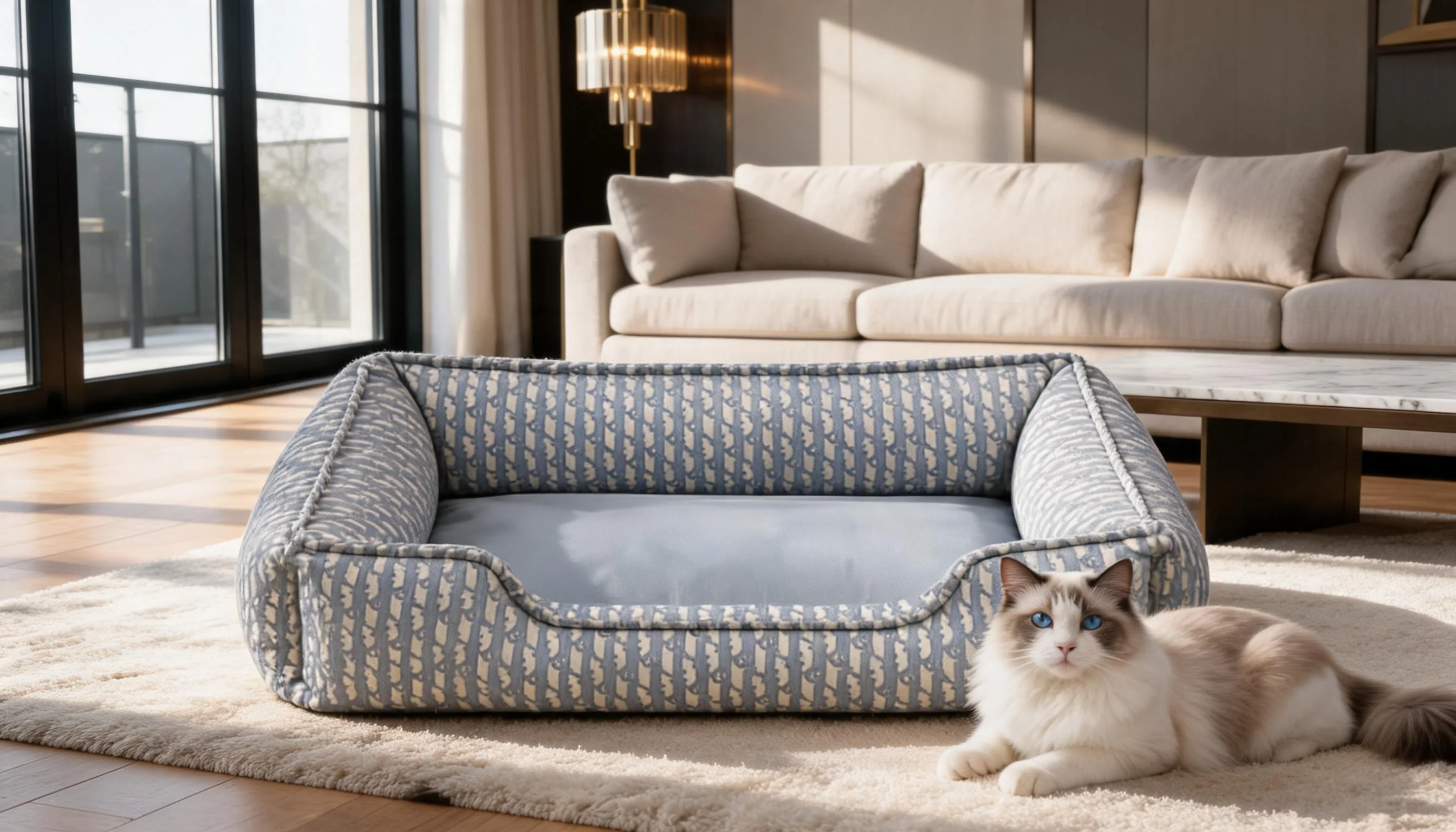 Stylish Leather Cat Bed with High Sides · Premium Leather · GuardLynx