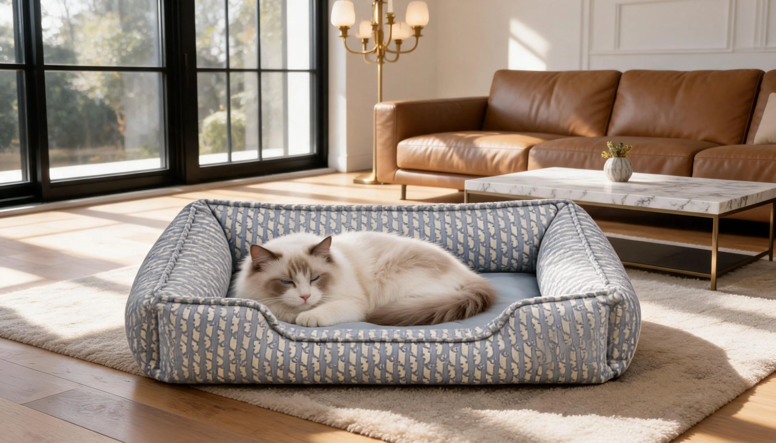 Stylish Leather Cat Bed with High Sides · High-Side Cradle · GuardLynx