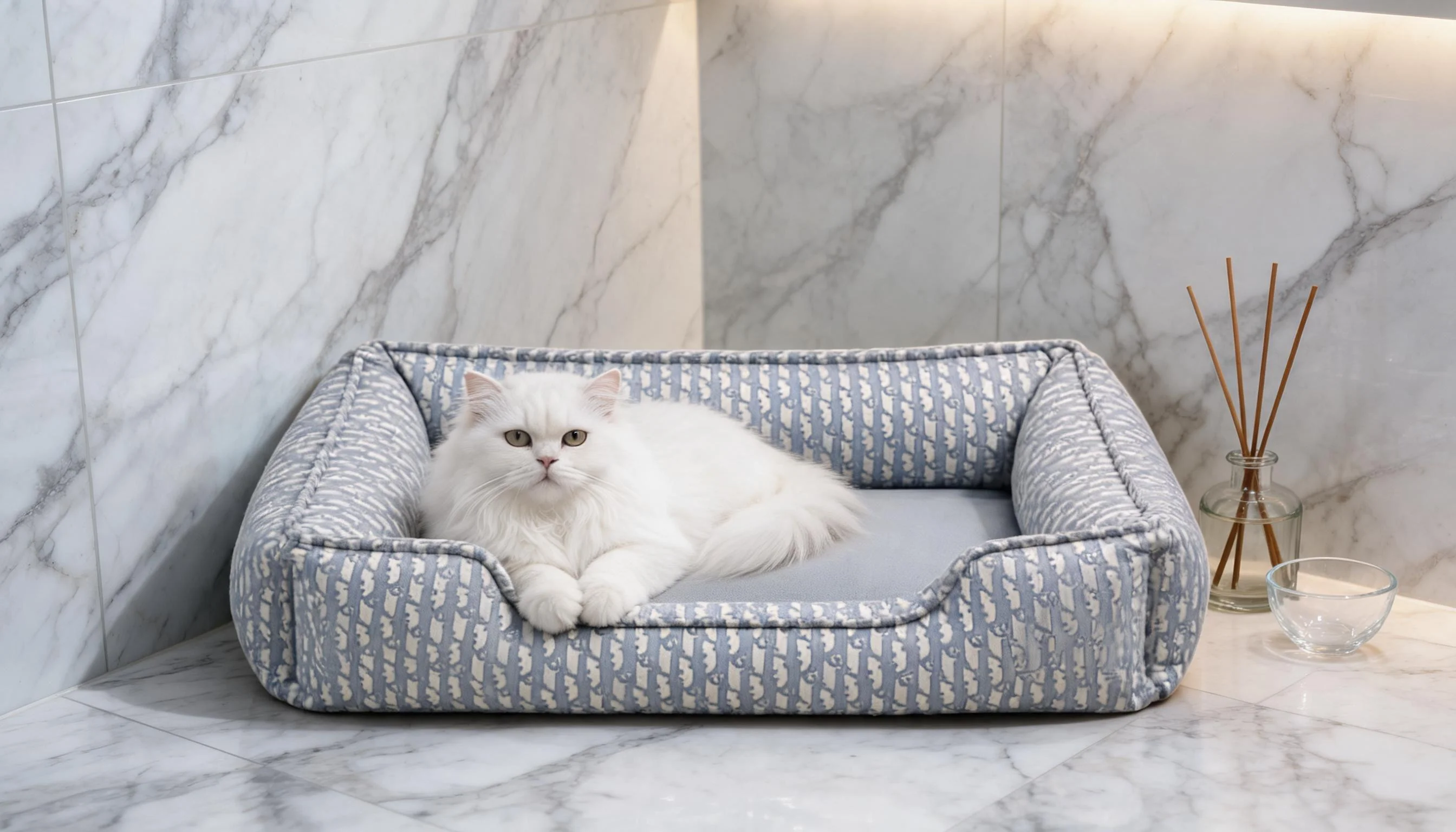 Stylish Leather Cat Bed with High Sides · Bathroom Marble Nook · GuardLynx