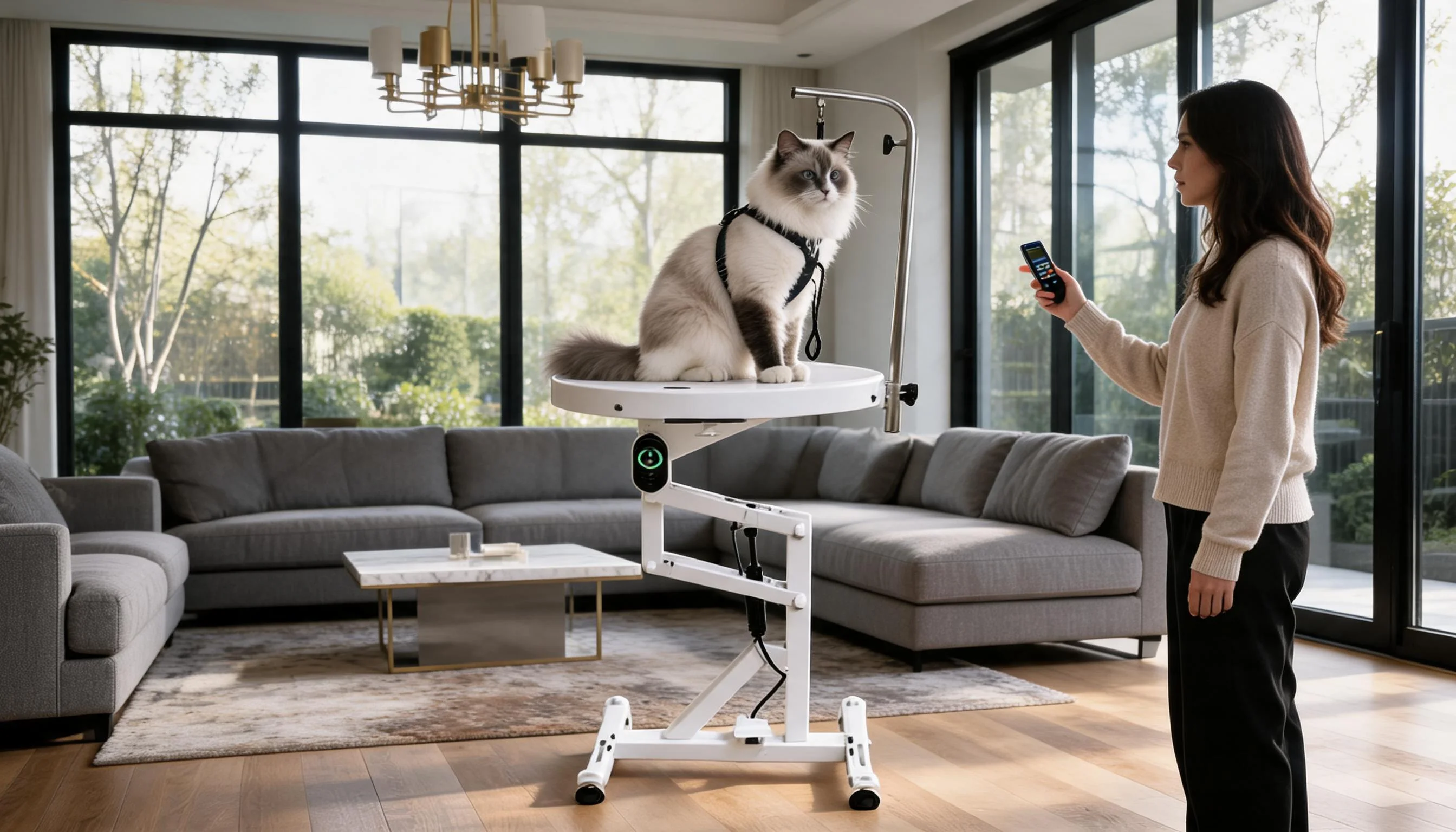 Compact Electric Lift Grooming Table · Adjustable Grooming Post · GuardLynx