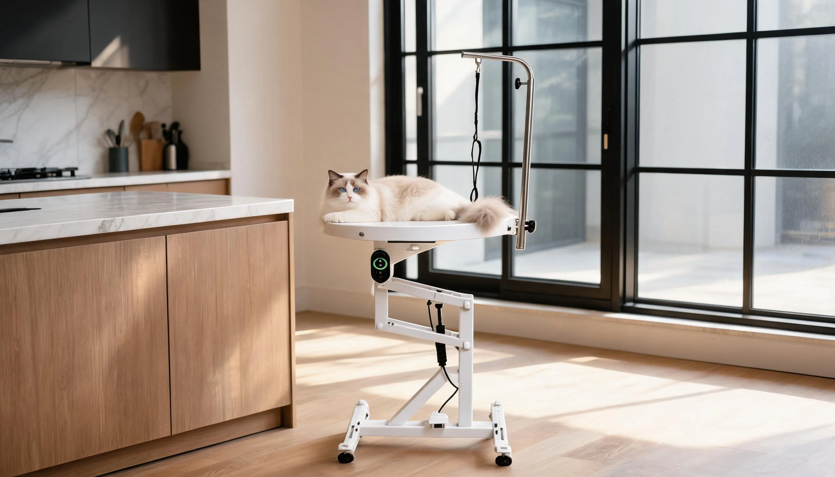 Compact Electric Lift Grooming Table · Morning Grooming Ritual · GuardLynx