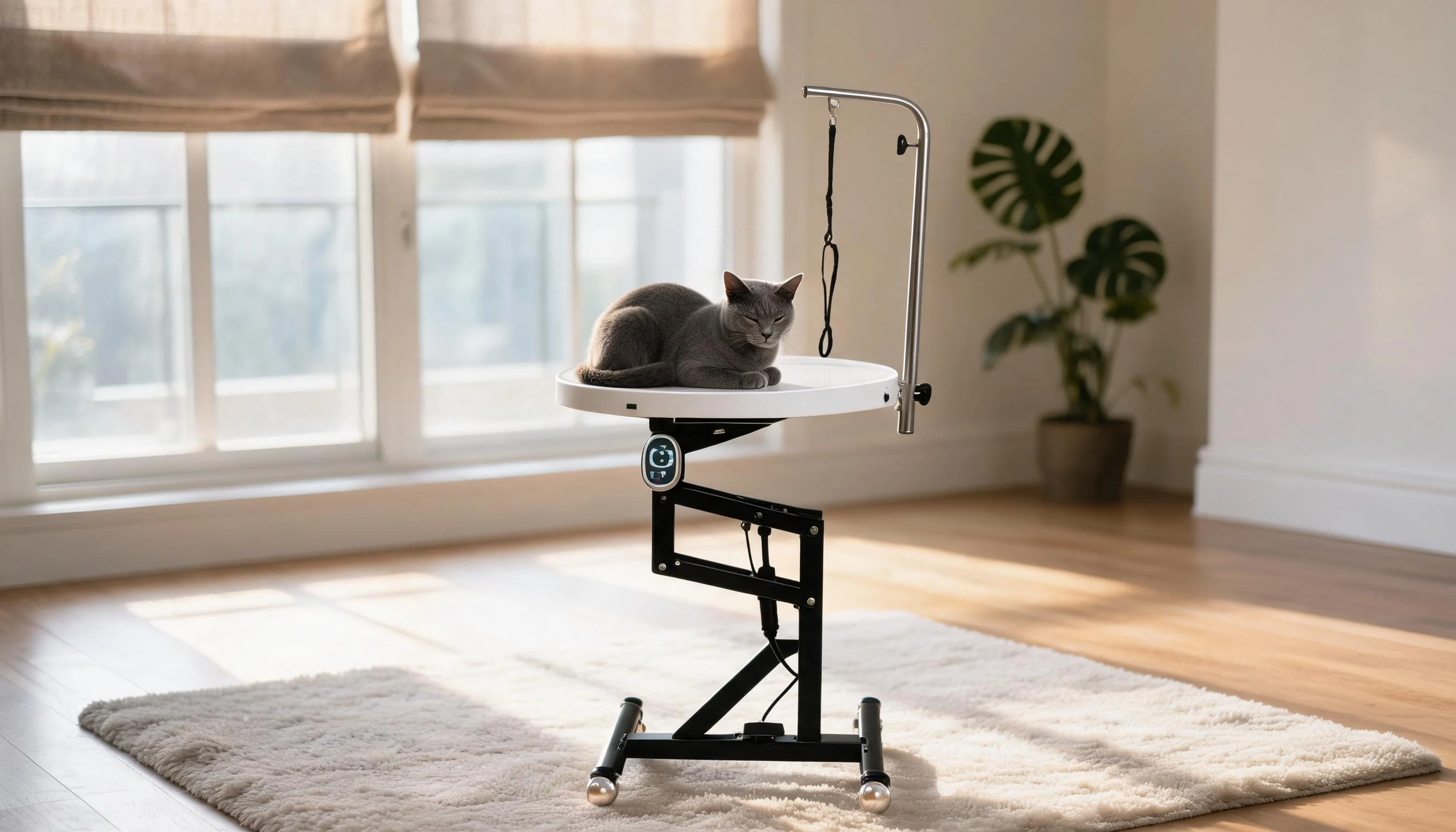 Compact Electric Lift Grooming Table · Morning Dew White · GuardLynx