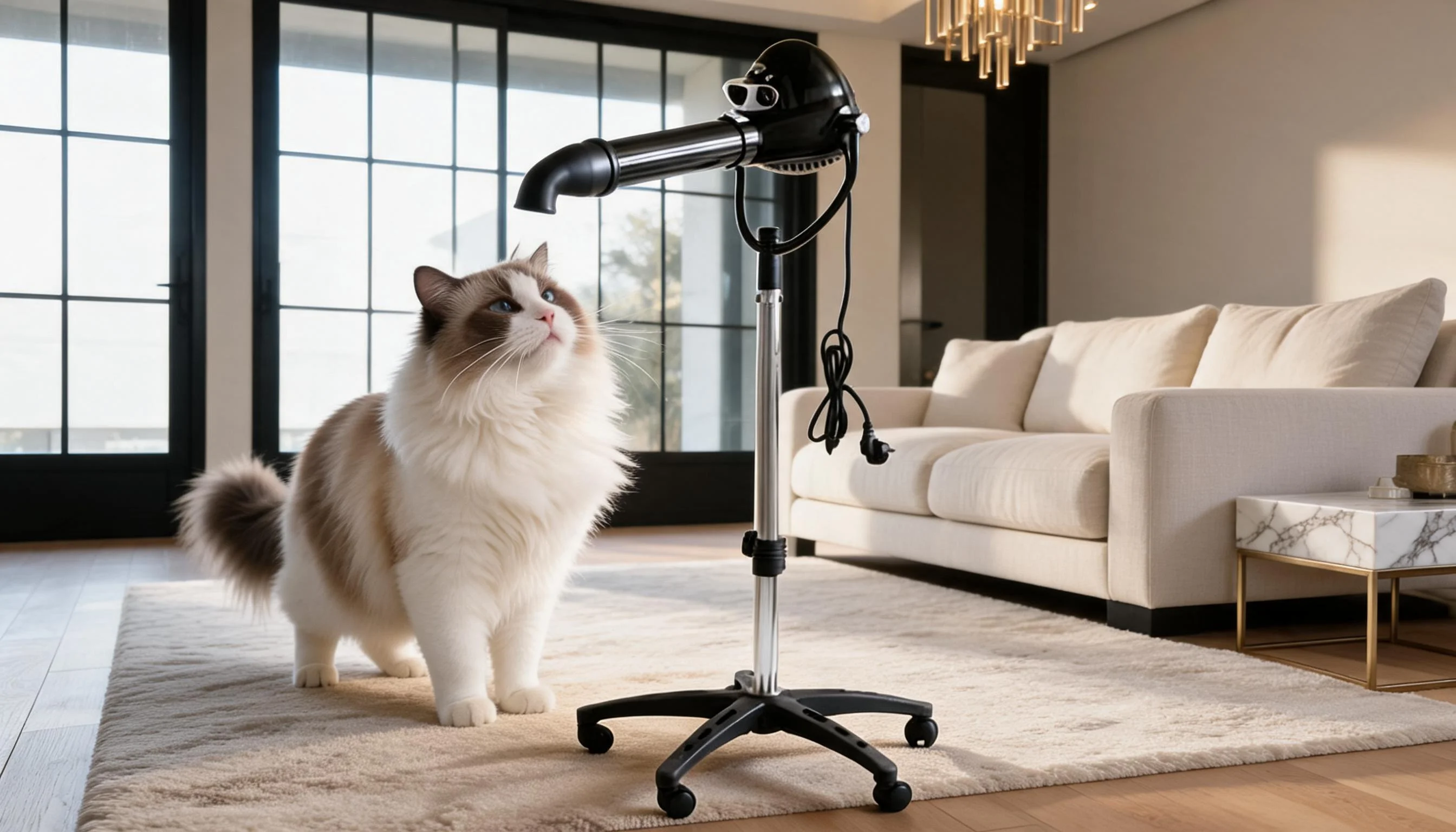 Vertical Ionic Quiet Pet Grooming Dryer · Telescopic Vertical Design · GuardLynx
