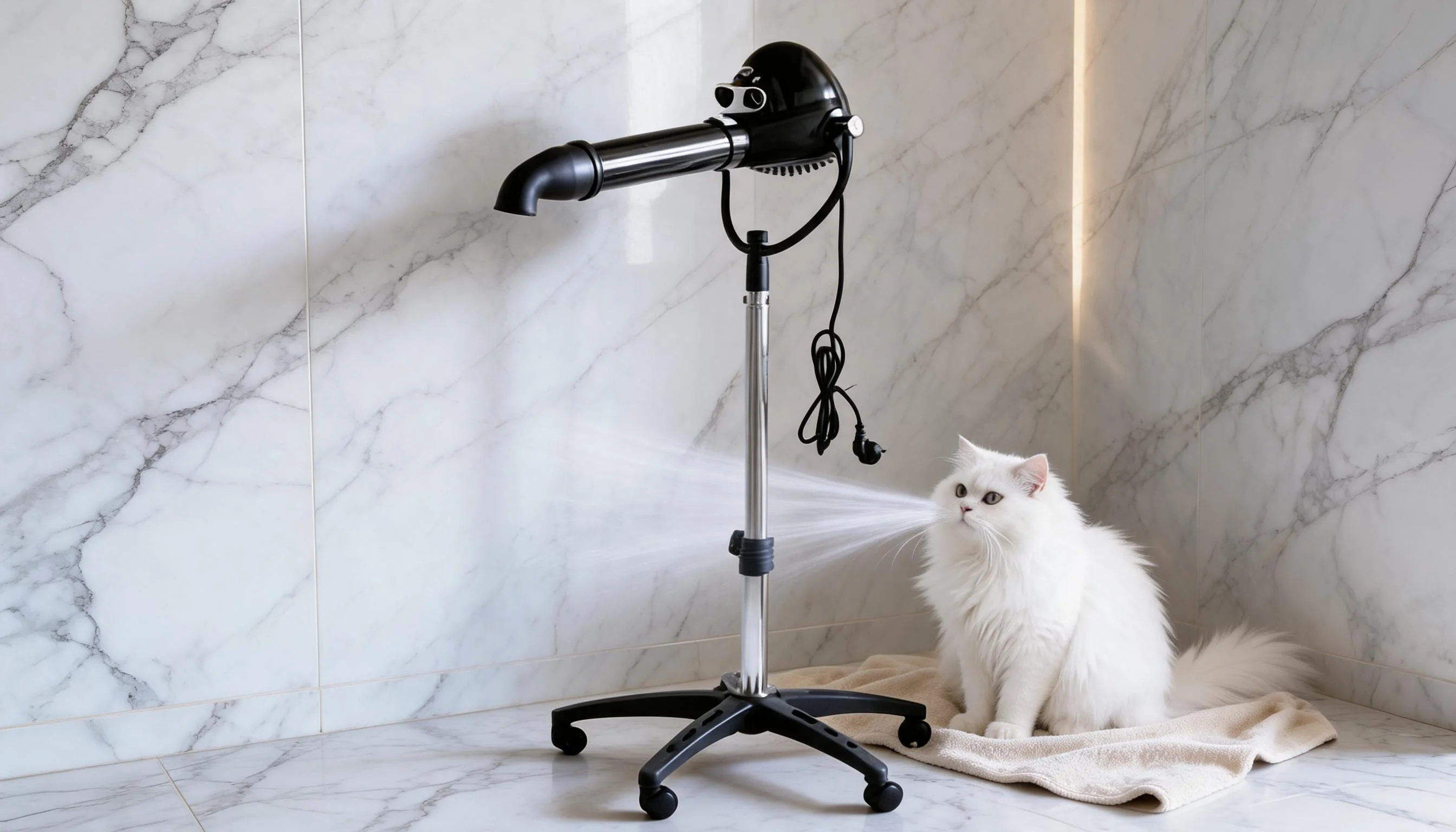 Vertical Ionic Quiet Pet Grooming Dryer · Gentle Drying in the Bathroom Corner · GuardLynx