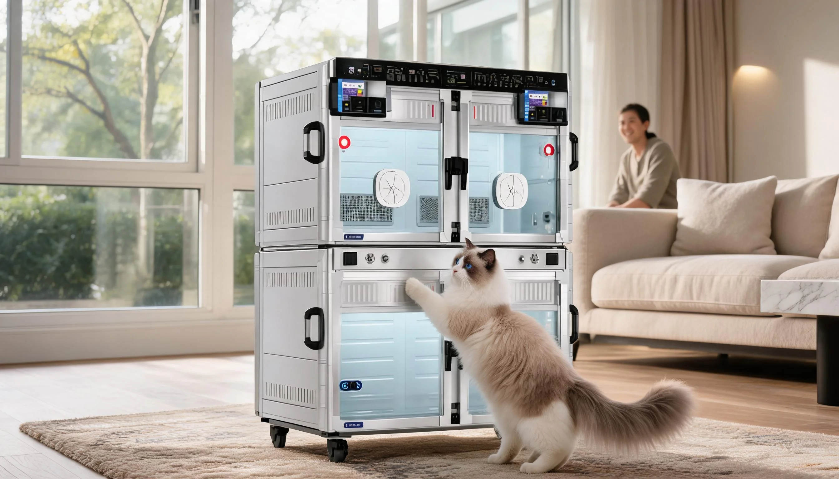 SmartCare Oxygen Recovery Cabin for Pets · Electronic Lock Security · GuardLynx